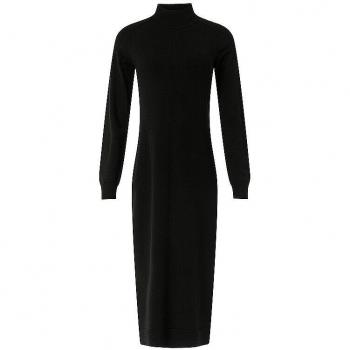 Comma Antalliertes Maxikleid mit seitlichen Schlitzen | Schwarz | 34