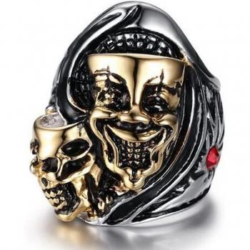 Men's Retro Gothic Stainless Steel Clown Cyclist Band Jewelry