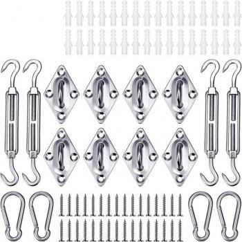 80Pcs Stainless Steel Sun Shade Sail Installation Kit (5 Inch)