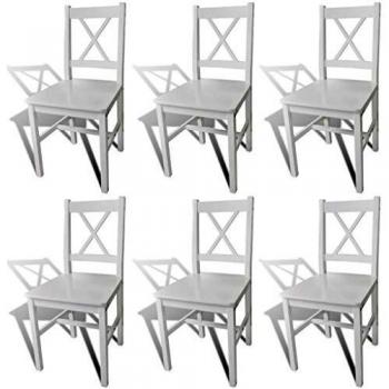 Set de 6 Sillas de Comedor en Madera Blanca