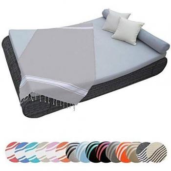 Fouta Tunisienne Vivezen 1m x 2m Tissage Plat ou Nid d'Abeilles Norme CE