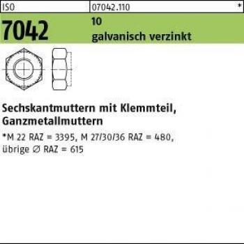 Sechskantklemmsicherungsmutter ISO 7042 M18, 10 galvanisch verzinkt
