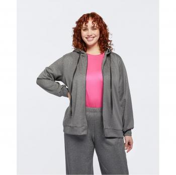 Sudadera brillante con cremallera y capucha