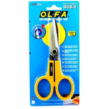 Tijera Olfa Dentada 17 cm Amarilla