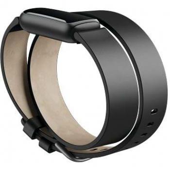 Fitbit Luxe Horween Leather Double Wrap Band, Black, One Size