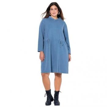 Ulla Popken Hoodi‑A‑Line-Midikleid blau – Größe 54/56