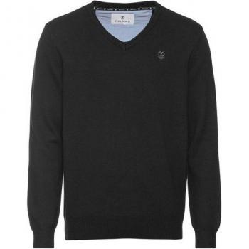 DELMAO Pullover mit V-Ausschnitt und Stickerei