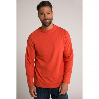 4XL Plus Size Long Sleeve Red T-Shirt for Men, Cotton/Polyester, JP1880