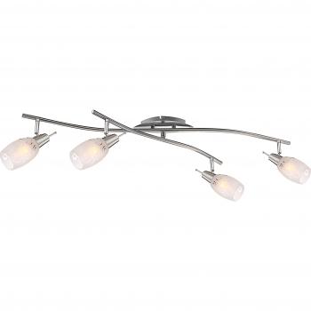 Floral Chrome Ceiling Spotlight Bar with Opal Lens (4 × E14)