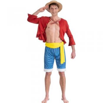 One Piece Ruffy Herrenkostüm Rot M