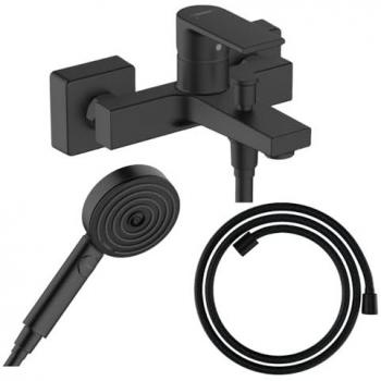 Pack mitigeur bain douche Hansgrohe Vernis Shape + Flexible Designflex + Pommeau Hansgrohe Pulsify Select 105 3 jets noir mat