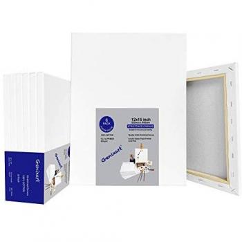 Pack of Five 12 × 16 Stretched White Artist Canvases – Ready for Oil & Acrylic