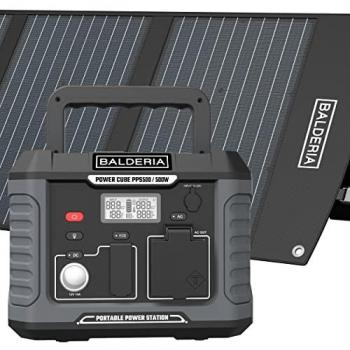 Balderia Solar-Generator Power Set 500W mit tragbarer Powerstation 400Wh und Solarpanel 120W