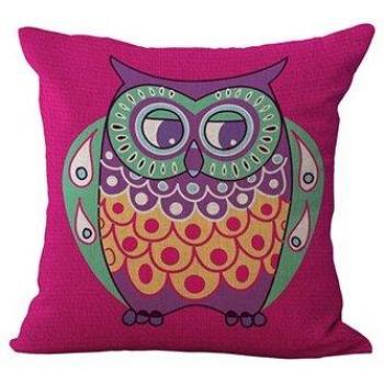 Miracille Owl Design Cotton Linen Pillow Cover 45x45cm