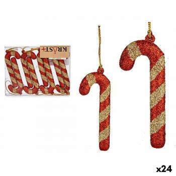 Krist+ Weihnachtsdekoration Zuckerstangen Set 8 Stück Rot Gold Kunststoff 6,5 x 1 cm