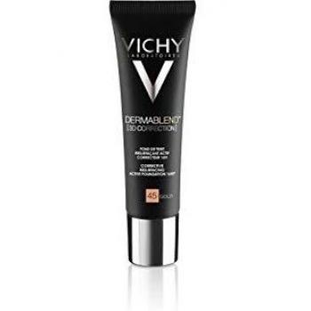 VICHY DERMABLEND 3D CORRECTION SPF 25 Korektivni Puder za Masnu Kozu Sklonu Aknama s Visokim Stepenom Prekrivanja 30 mL 45 Gold