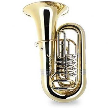 Bb Tuba Gold Messing 4 Ventile Neusilber Blasinstrument inkl. Koffer Mundstück