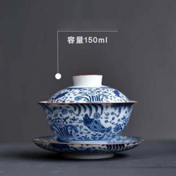 Service à thé Jingdezhen bleu et blanc