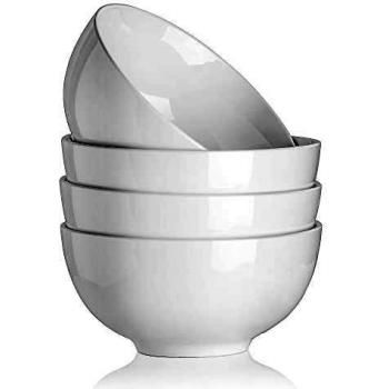 MALACASA Dessert Bowl in White Porcelain, Set of 4