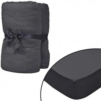 Tissu imperméable pour lit à eau VidaXL – Pack de 2 – 1,6 × 2 m – Anthracite (coton jersey)