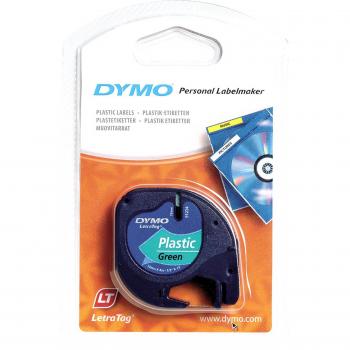 Letra Tag Beschriftungsband (Dymo) – 4 m × 12 mm, laminierte Kassette, Schwarz/Grün