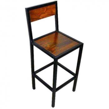 Chaise Haute en Acier et Bois de Manguier 35x105x35cm