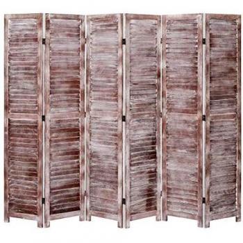 Holz-Raumteiler 6-teilig in Braun 210×165 cm