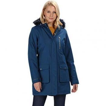 Parka Regatta Serleena para mujer, impermeable y térmica, capucha, piel sintética, RWP283 B5610L, Ópalo azul., 10