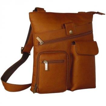 David King & Co. Tan Cross Body Messenger Bag, Multifunctional Pockets, One Size