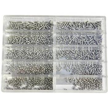 KurtzyTM Set 1000 Piezas de Tornillos 1.6‑5.5 mm en Acero Inoxidable para Óptica