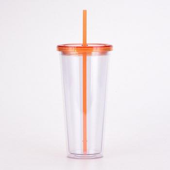 32oz Transparent Plastic Straw Mug with Lid