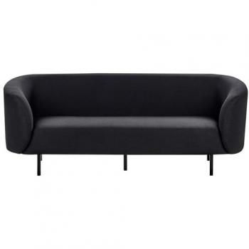 Canapé 3 Places en Tissu Polyester Noir