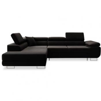 Canapé D'Angle Gauche Convertible Marius Velours Noir
