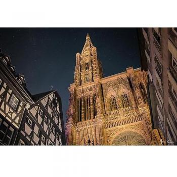Nuit sur la Cathédrale Strasbourg – Tableau en toile 65x97