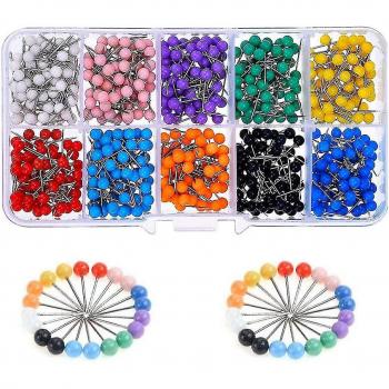 Piquets push‑pin à tête arrondie – 500 pièces – 10 teintes