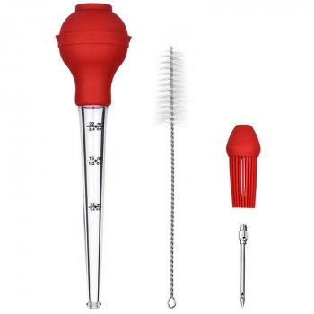 Ensemble 4 pièces – Pipette turque, compte‑gouttes BBQ, pompe à huile, tube sauce