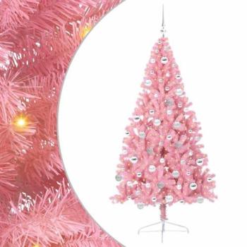 Sapin Artificiel Pré-éclairé Rose 180 cm PVC – VidaXL