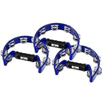 XDrum TM‑1 BK Tambourin à main, Bleu – Ensemble de 3