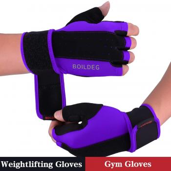 BOILDEG Weight Lifting Gloves for Men & Women, Purple, Large