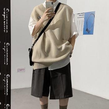 Suéter V Cuello Suelto para Hombre en Color Sólido