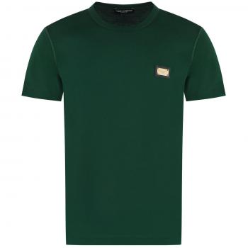 Dolce & Gabbana Men's Unique Design Green Cotton Crew-Neck T-Shirt Size 46