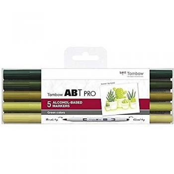 Tombow ABT PRO, marqueurs verts à base d'alcool, 5 unités