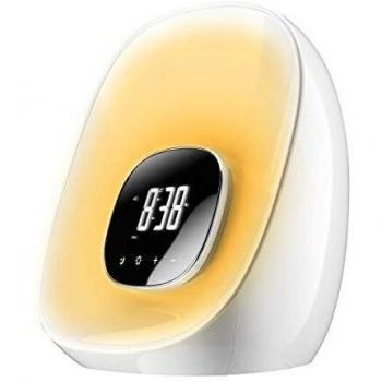 Groov-e Light Curve Touch Control Alarm Clock with FM Radio and LED Lamp