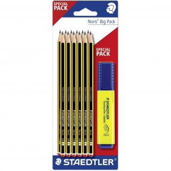 Paquete de 12 Lápices de Grafito Noris HB con Subrayador Flúor