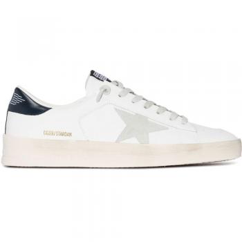 Goldene Gänse Sneaker Herren – Star Logo aus eisgrauem Rauleders, navyblau gefärbte Ferse, Größe 39