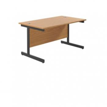 Jemini Rectangular Single Upright Cantilever Desk 1400x800x730mm Nova Oak/Black KF810773