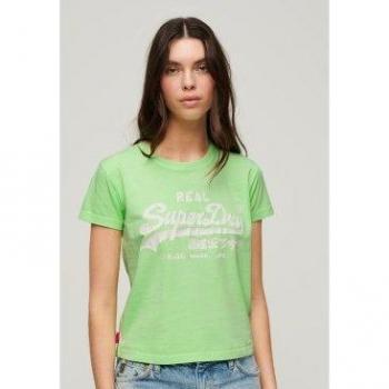 T-shirt a manica corta neon Superdry, grafico fit, verde menta 2XS