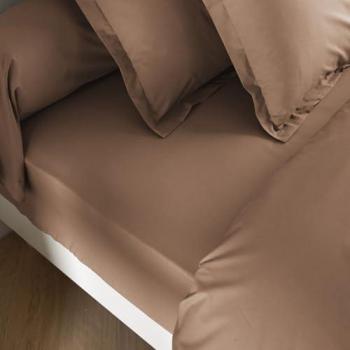 Drap Housse Coton Percale 160x200 cm Marron