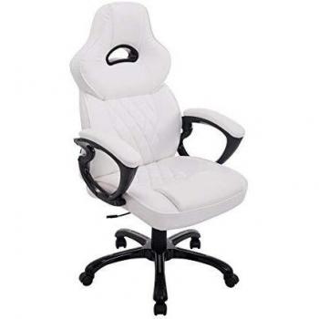 Silla de Oficina Gaming Big XXX en Similpelle Blanca, Regulable en Altura y Giratoria con Apoyabrazos, Capacidad Máxima 180 kg