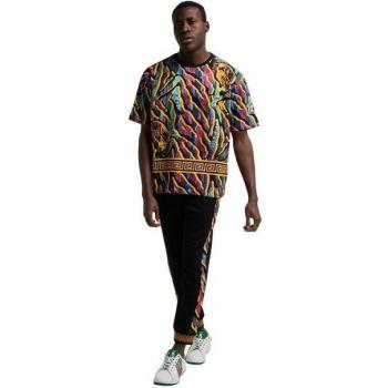 Carlo Colucci M-Size Black Side-Piped Sweatpants for Men